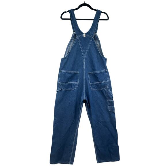 VTG KEY Bib Overalls 36x29 Denim Work Farm Trucker Hipster Hip Hop USA 90s Y2K - Picture 2 of 15